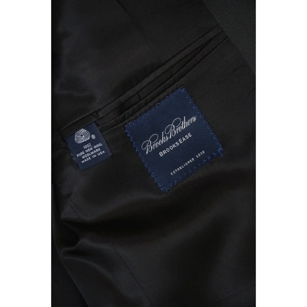 Brooks Brothers Men's Brooksease Tuxedo Suit Black Wool Peak Lapel 41R USA